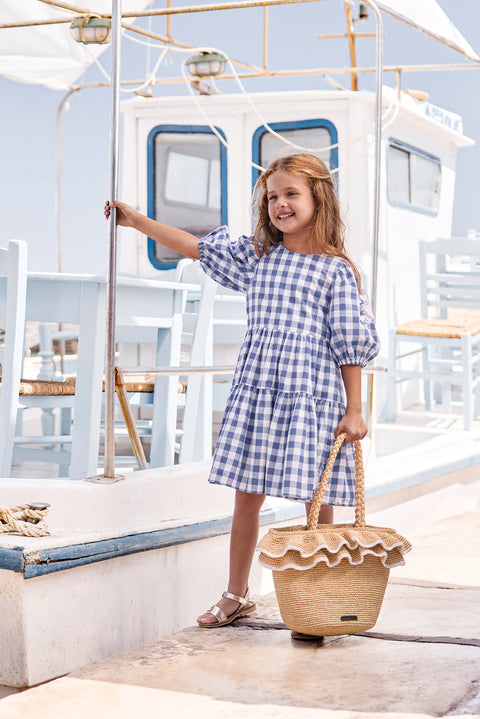 Dress - Blue electric pattern Two-tone gingham - Image principale