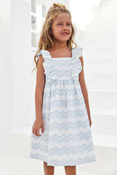 Jurk - Azuurblauw golfpatroon