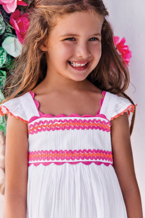 Robe - Blanc coton festonné - Image principale