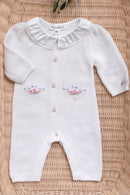 Jumpsuit long - Ecru cotton flowers