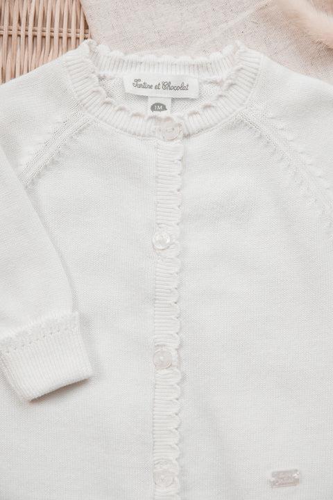 Langer Overall - Ecru Baumwolle Zopf - Image principale