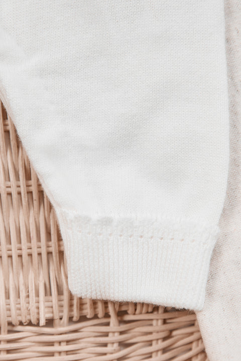 Langer Overall - Ecru Baumwolle Zopf - Image principale