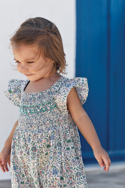 Combinaison longue - Bleu imprimé tissu liberty - Image principale