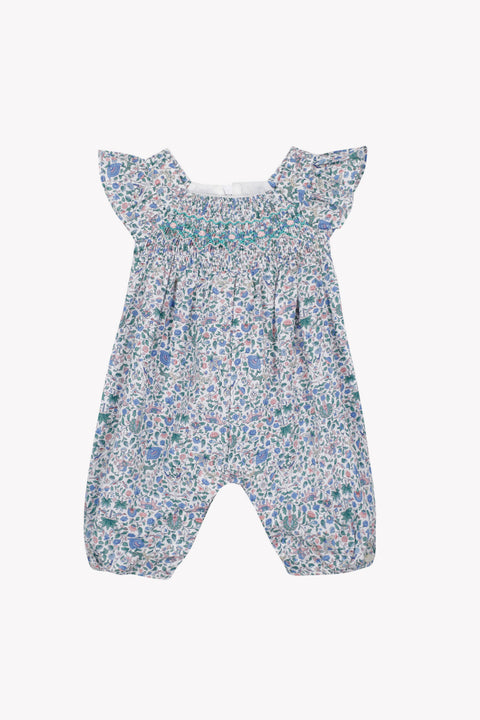 Combinaison longue - Bleu coton imprimé tissu liberty - Image principale