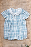 Combinaison courte - Bleu horizon coton carreaux