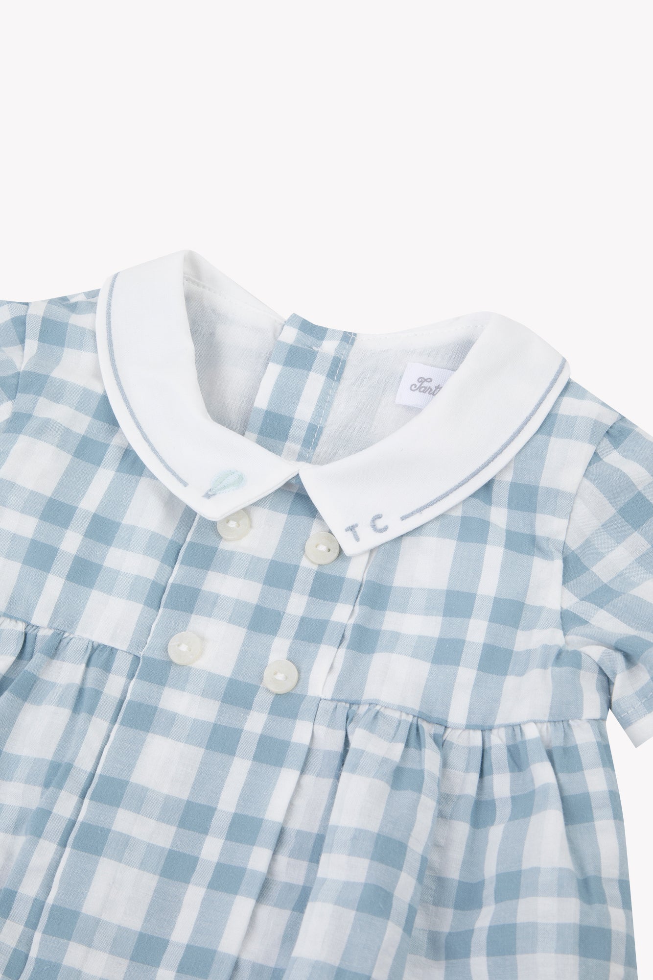 Combinaison courte - Bleu horizon coton carreaux