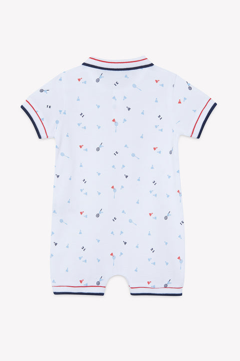Jumpsuit short - White cotton Print sports club - Image principale