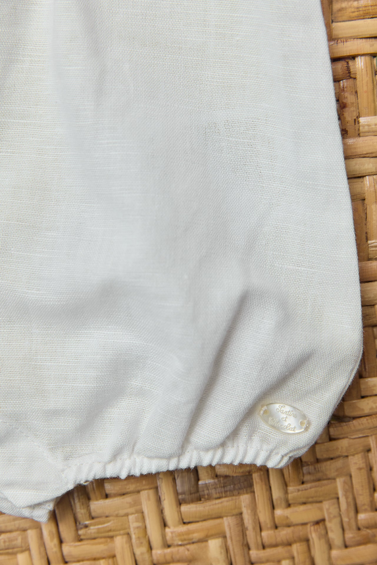 Kurzer Overall - Ecru Leinen