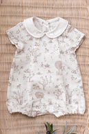 Combinaison courte - Ecru lin imprimé jardin fantastique