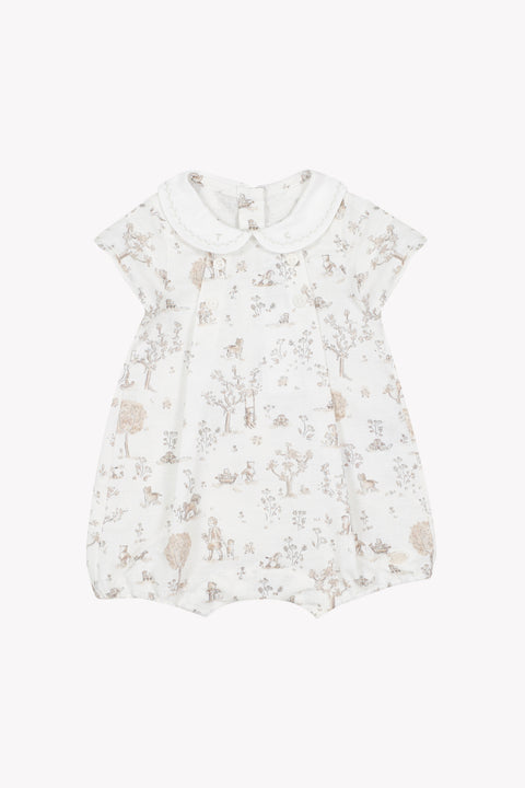 Kurzer Overall - Ecru Leinen DruckFantasiegarten - Image principale