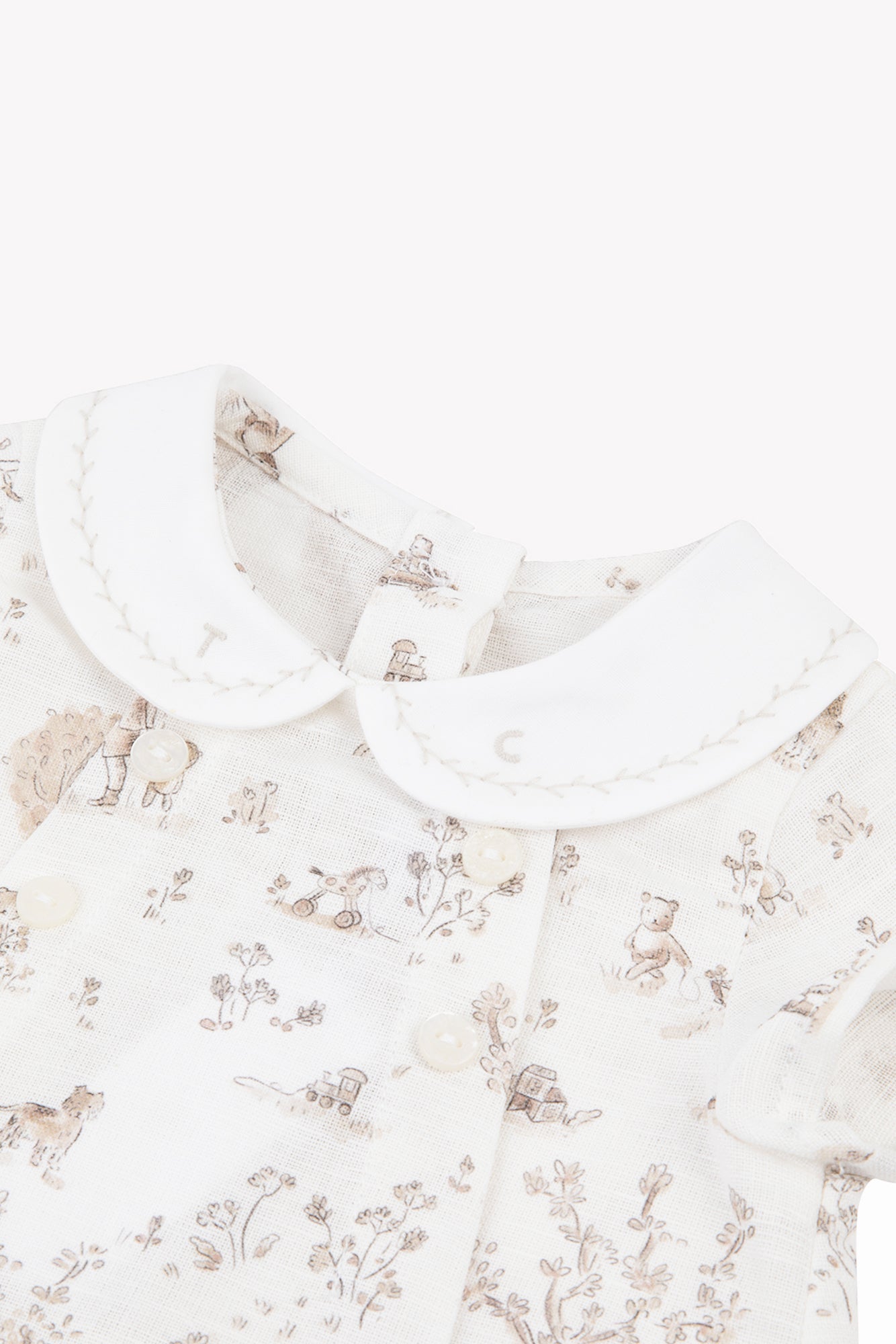 Jumpsuit short - Ecru Linen Print fantasy garden