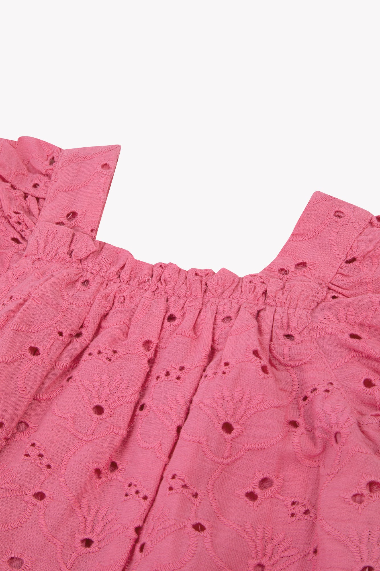 Completo breve - Rosa cotone Ricamo Inglese