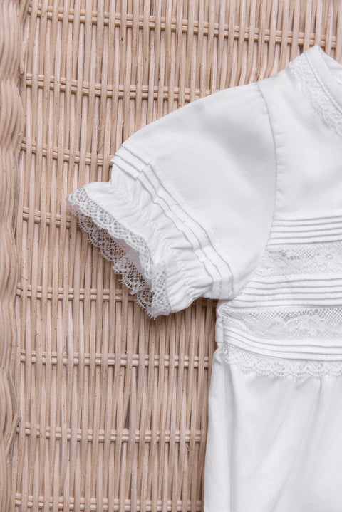 Kurzer Overall - Ecru Baumwolle Spitze - Image principale