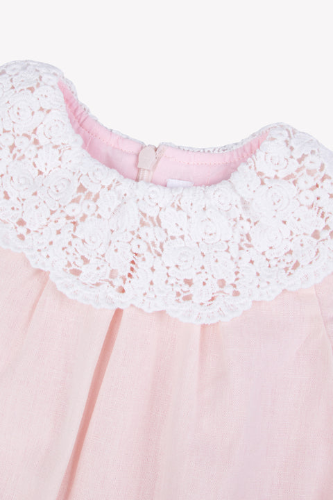 Combinaison courte - Rose col dentelle - Image principale