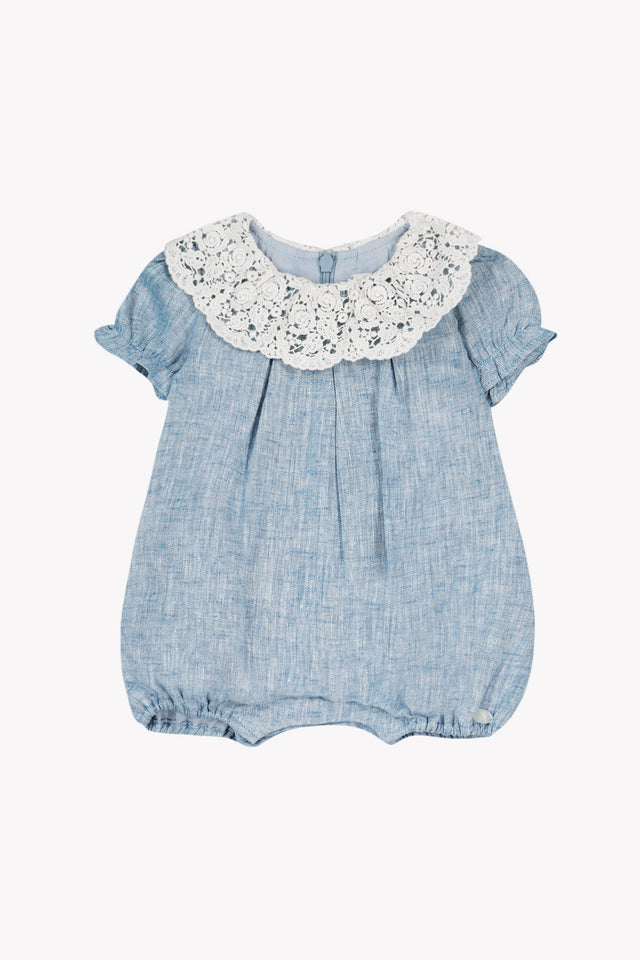 Combinaison courte - Bleu col dentelle - Image principale