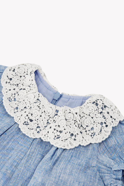 Combinaison courte - Bleu col dentelle - Image principale