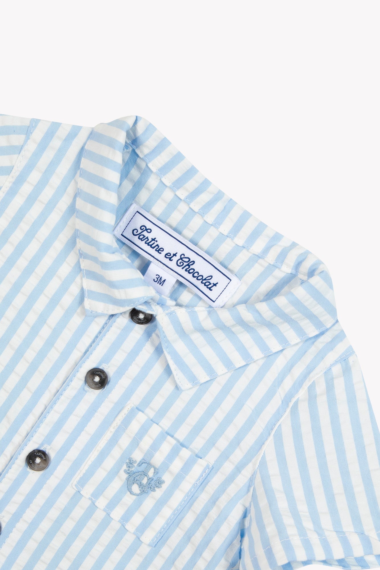 Kurzer Overall - Blau Wolkenbaumwolle Streifens