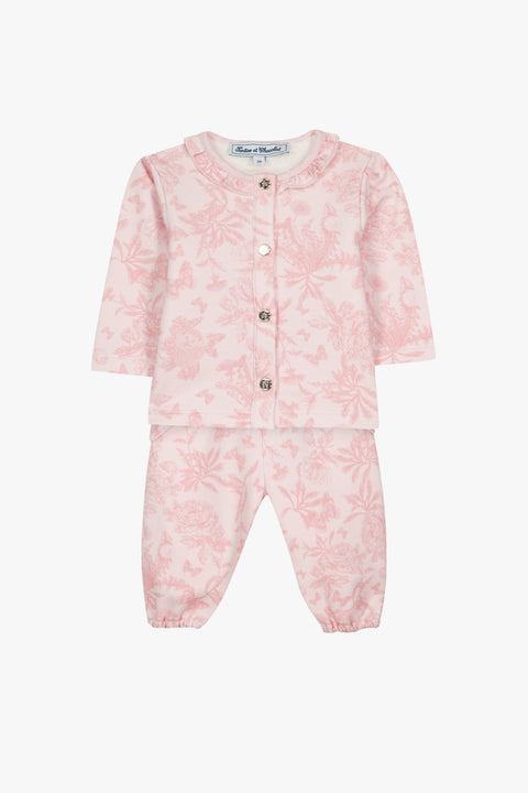 Ensemble Jogging - Rose pâle coton imprimé inspiration Toile de Jouy - Image principale