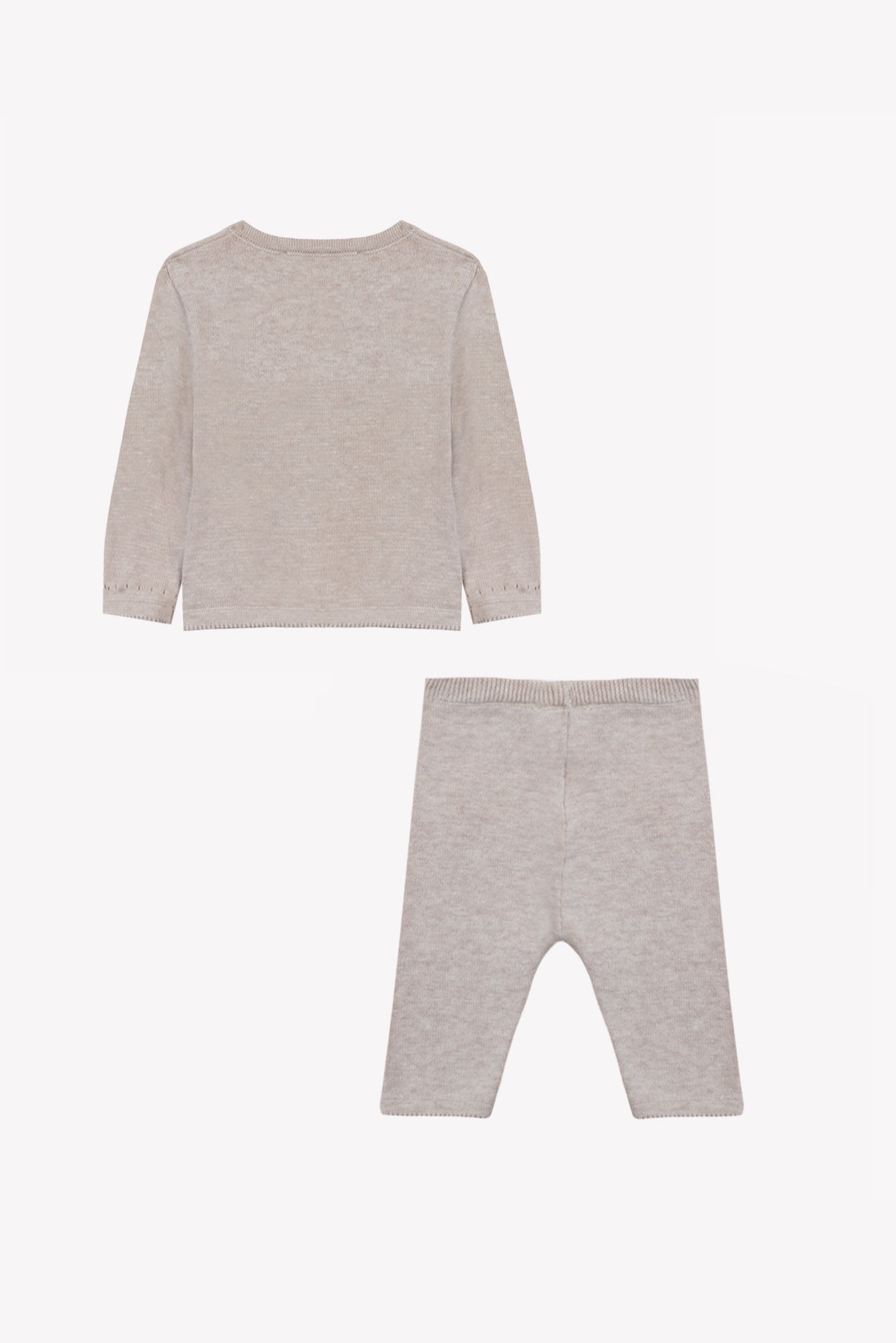 Ensemble long - Beige chiné coton cache-cœur