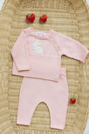 Outfit Lang - Rosa Stickerei Kaninchen