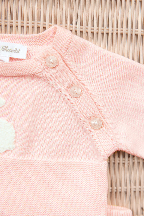 Ensemble long - Rose broderie lapin - Image principale