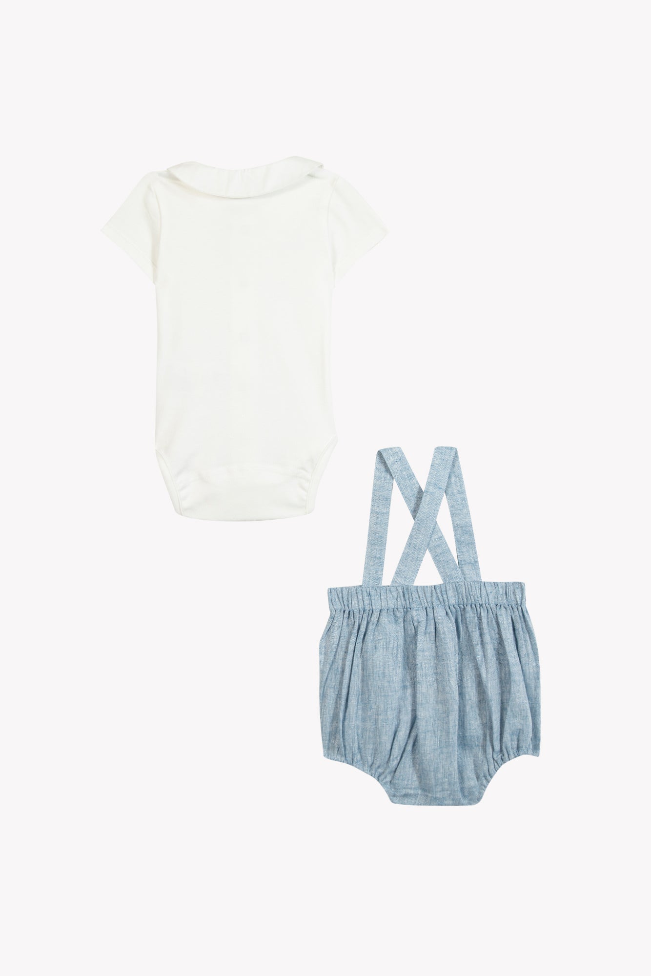 Ensemble court - Bleu coton col pointu