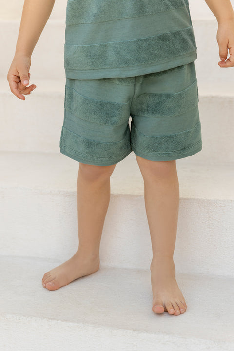 Ensemble court - Kaki coton rayures - Image principale