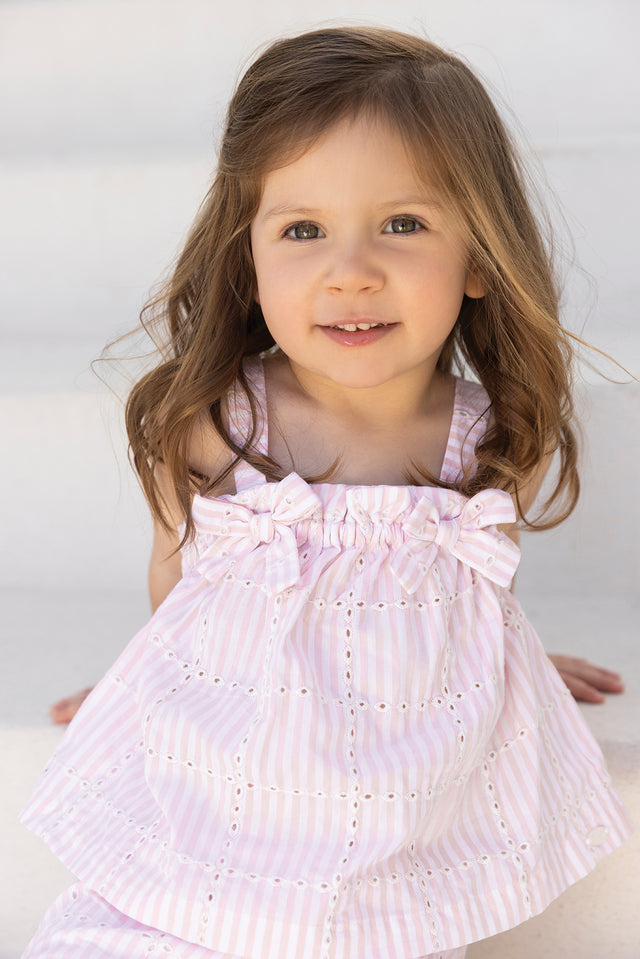 Ensemble court - Rose coton rayures - Image principale