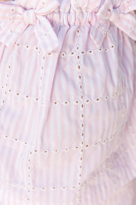 Ensemble court - Rose coton rayures - Image principale