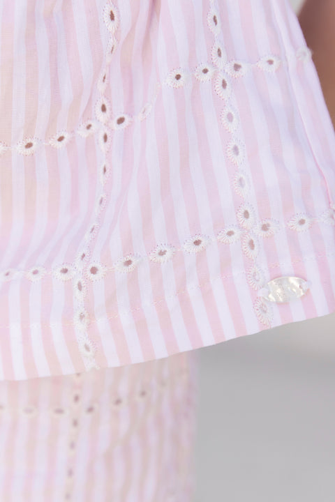 Ensemble court - Rose coton rayures - Image principale