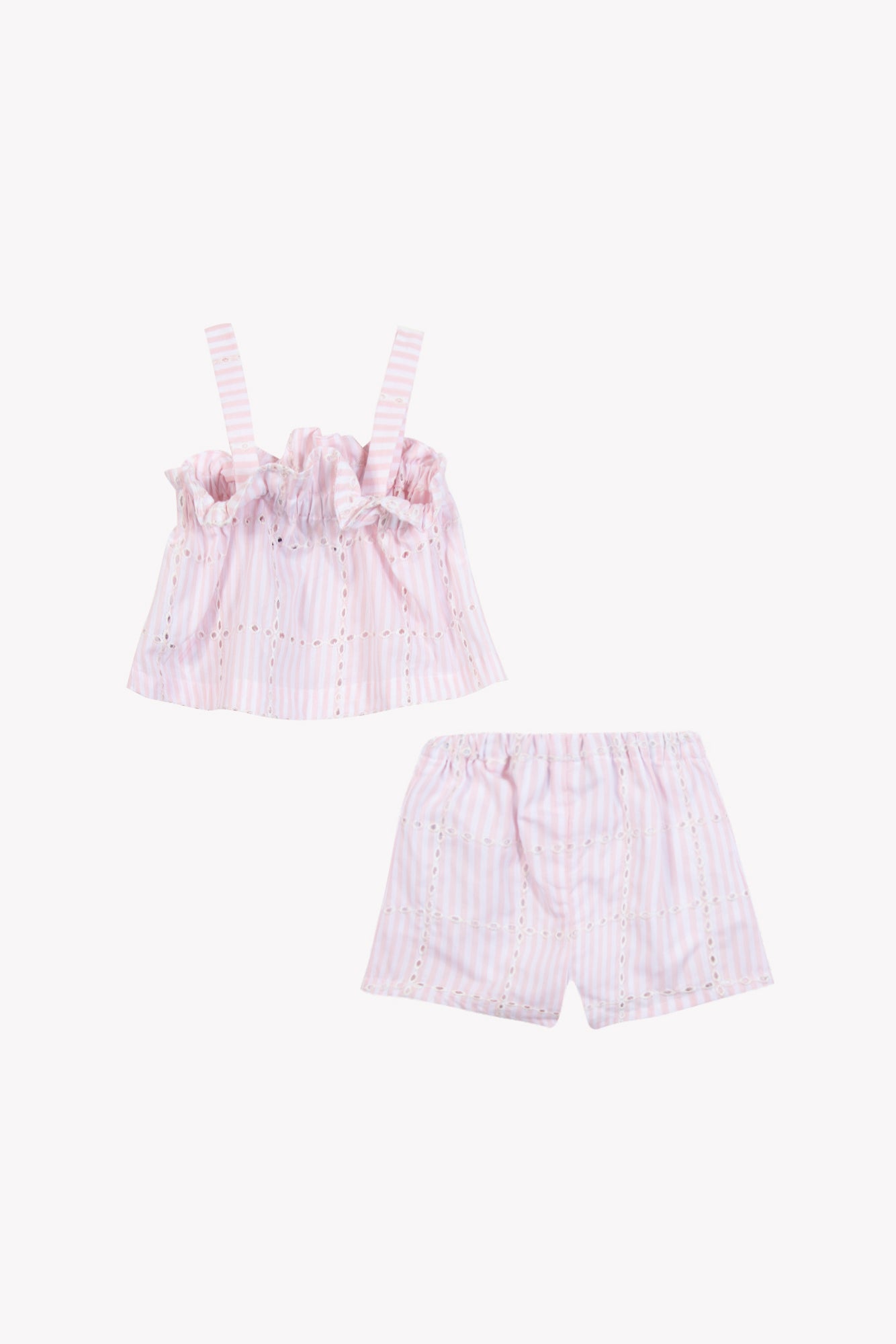 Ensemble court - Rose coton rayures