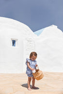 Ensemble court - Bleu électrique coton motif vichy