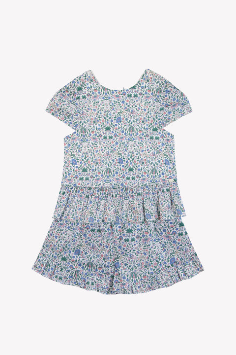 Conjunto corto - Azul Estampado tela Liberty - Image principale