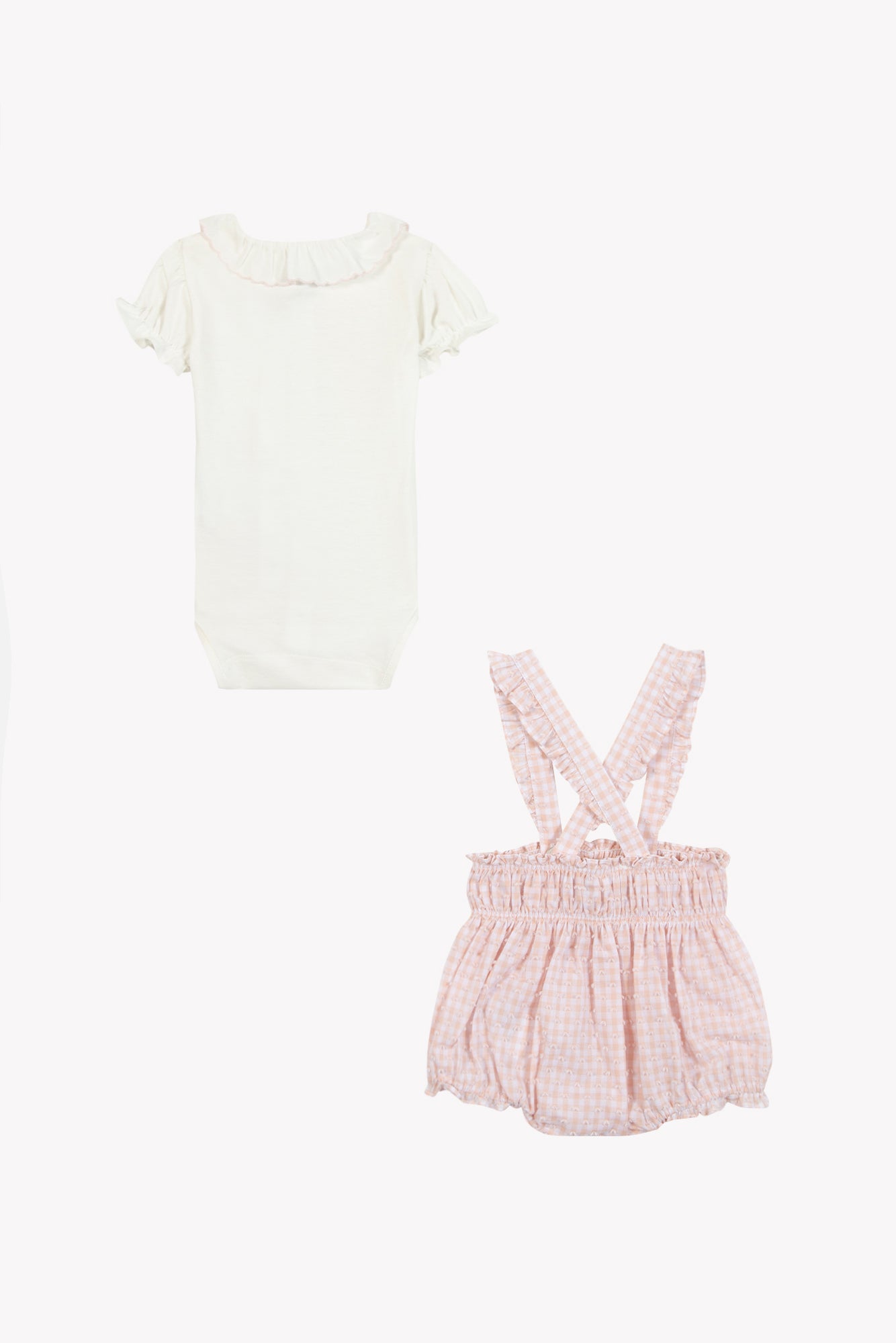 Outfit kurz - Rosa Baumwollmuster Zweifarbiges Gingham