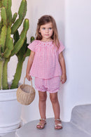 Insiemi breve - Rosa motivo in cotone Vichy