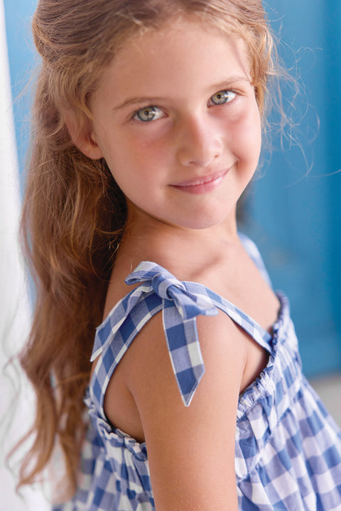 Outfit kurz - Blau elektrisches Muster Zweifarbiges Gingham - Image principale