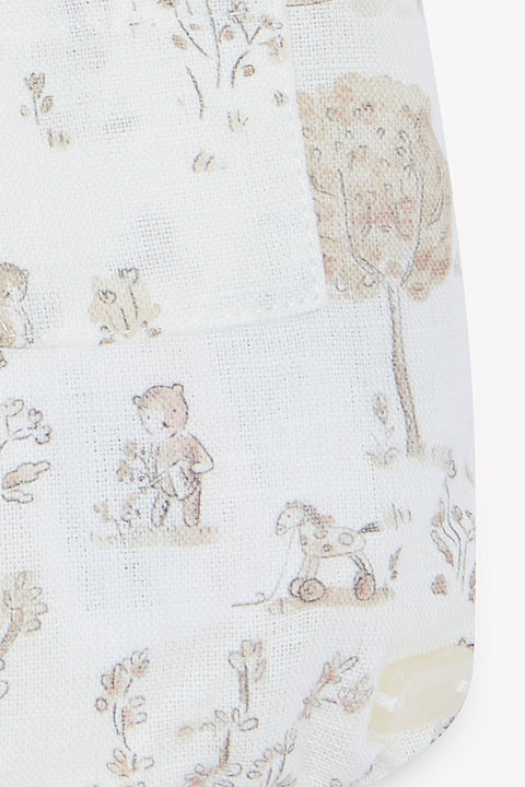 Outfit kurz - Ecru fantastische Baumwolle mit Gartendruck - Image principale