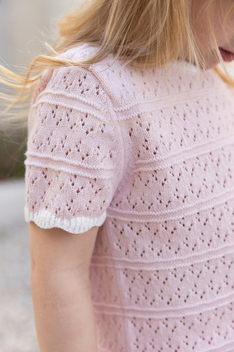 Ensemble court - Rose pâle coton tricot ajouré - Image principale