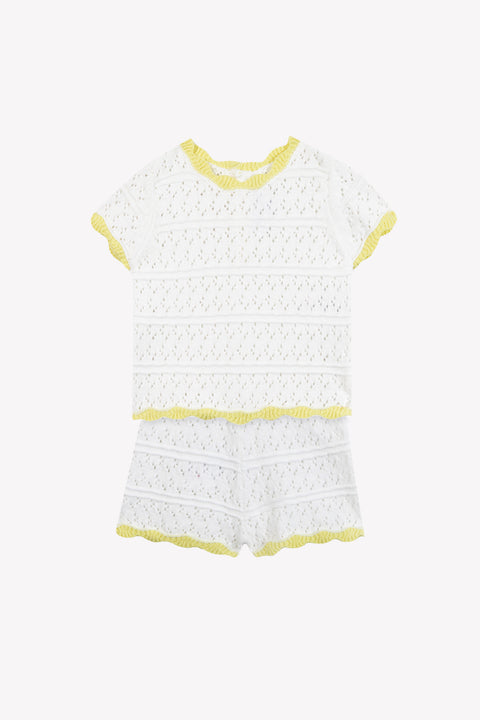 Ensemble court - Ecru coton tricot ajouré - Image principale