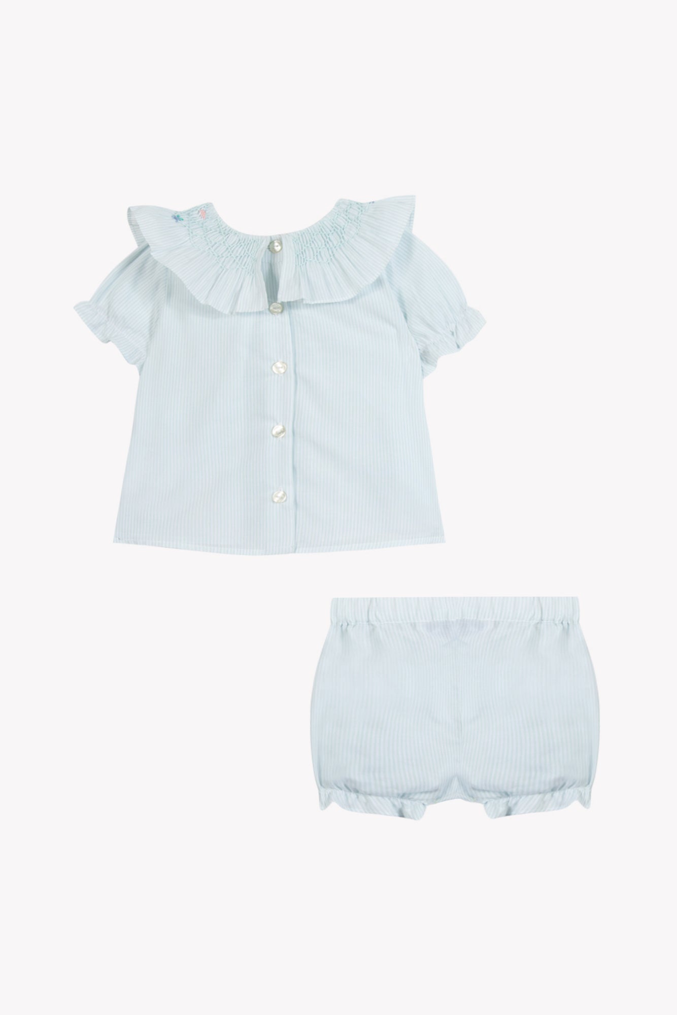 Ensemble court - Vert coton rayures