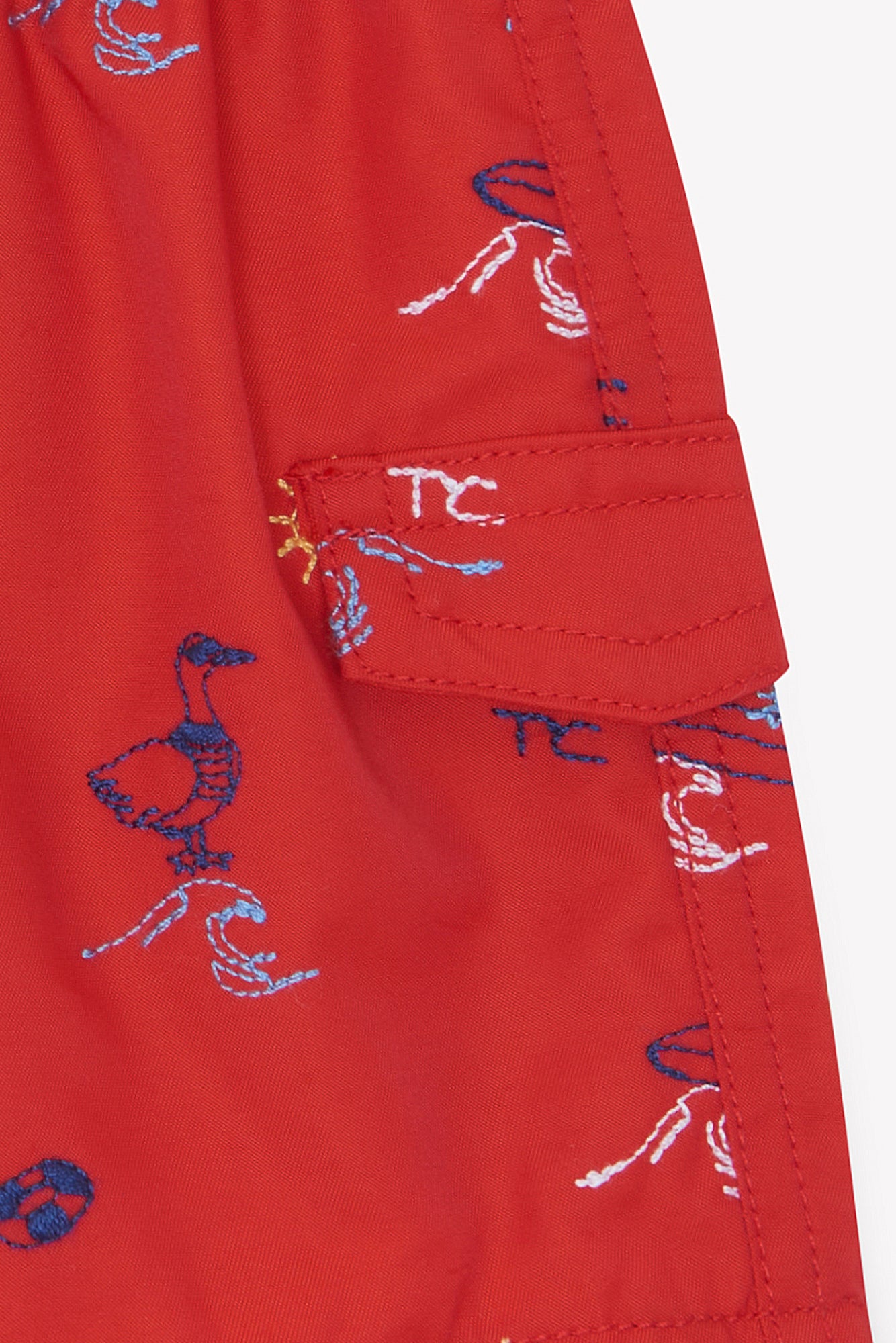 Pantaloncino bagno - Rosso stampa sul mare