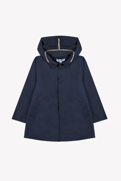 2 in 1 Trenchcoat - Marineblau Baumwolle Kaputze - Image principale