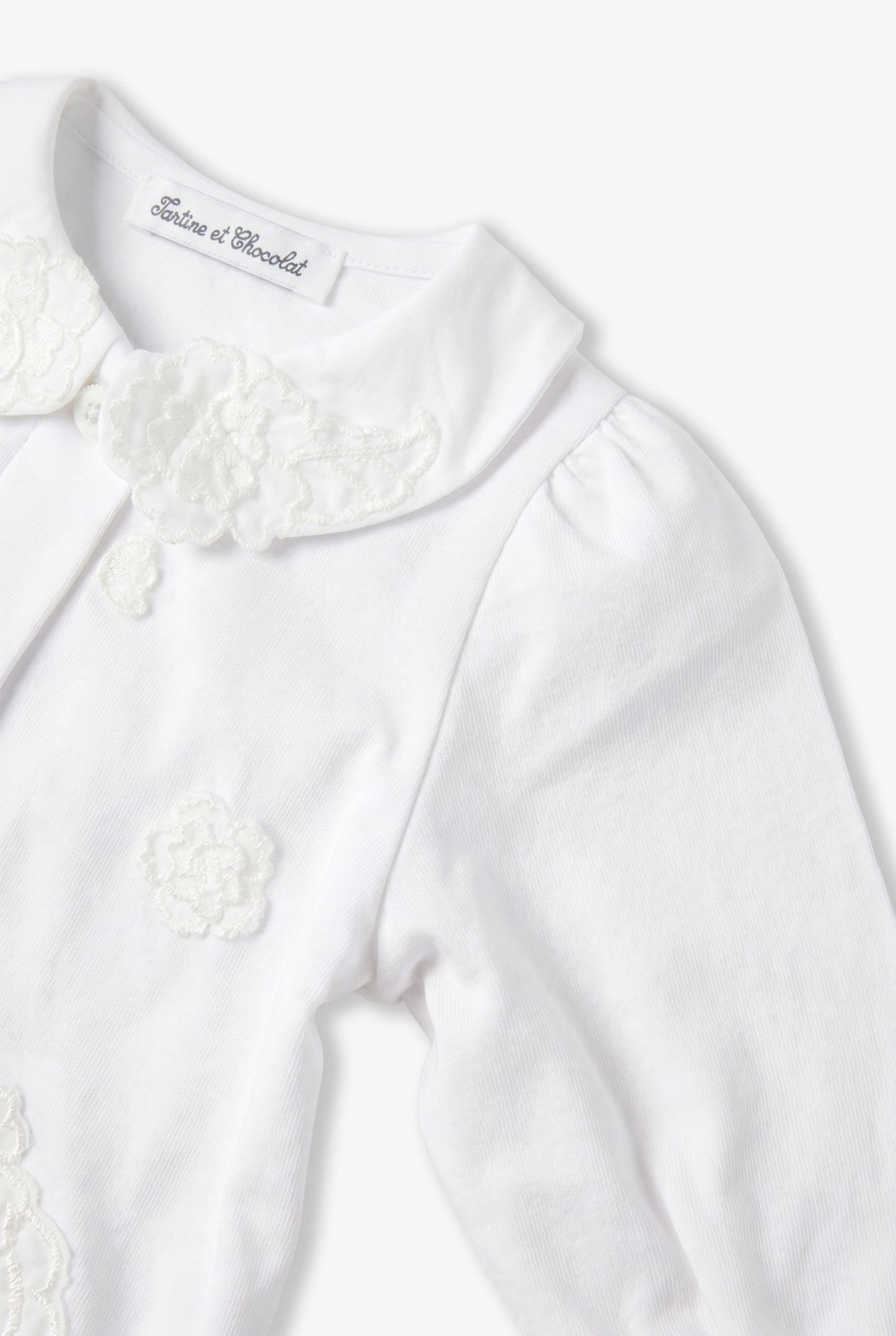 Pyjama - Blanc coton fleur relief