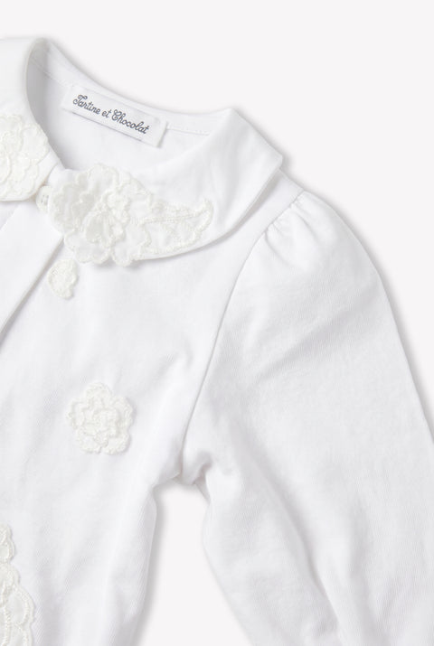 Pyjama - Blanc coton fleur relief - Image principale