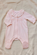 Pajamas - Pale pink cotton Embrodery smocked