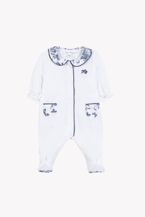 Pijama - Azul marino algodon Estampado inspiración Toile de Jouy - Image principale