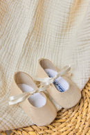 Slippers Ballerinas - Gold leather Ribbon