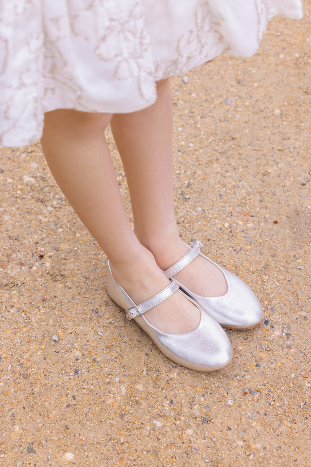 Ballerines - Cuir argent - Image principale