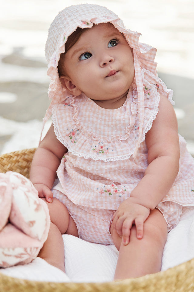 Outfit kurz - Rosa Baumwollmuster Zweifarbiges Gingham - Image principale