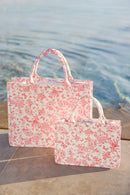 Grand cabas - Rose imprimé inspiration Toile de Jouy